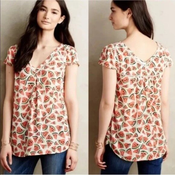 Anthropologie Maeve Watermelon Blouse 12 - Picture 10 of 10